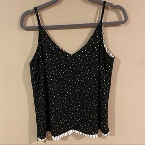 WHBM Black Polka Dot/Striped Tank Top Size: M